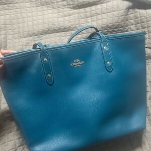 Coach Teal Leather Tote Bag